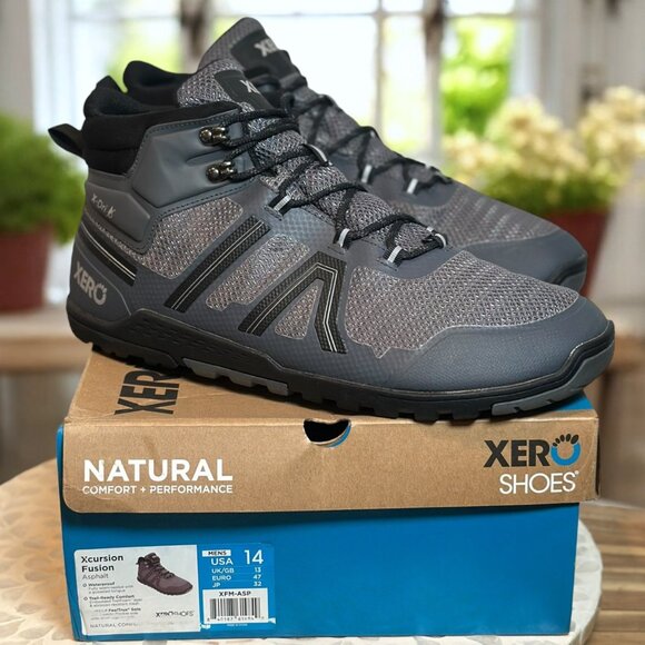 Xero Xcursion Fusion Men’s 14 Waterproof Hiking Boot Zero-Drop Asphalt / Gray - Picture 8 of 11